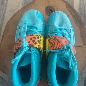 Nike Blue and Orange Sneakers Vibrant Pattern